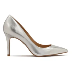 Zilveren leren minimalistische pumps