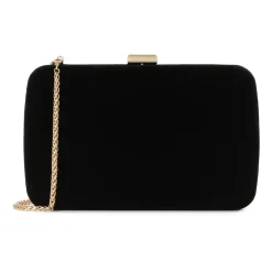 Zwarte fluwelen stoffen clutch tas