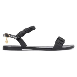 Zwarte Gerimpelde Band Sandalen