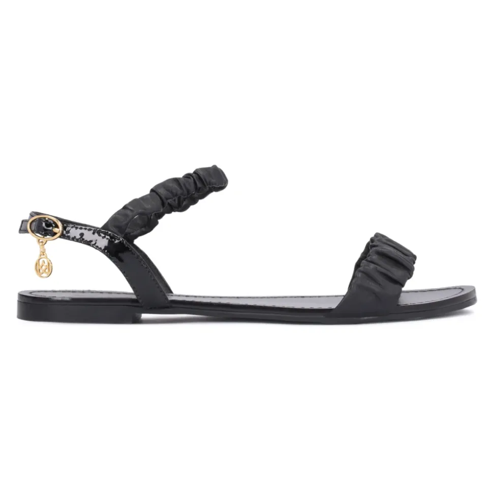 Zwarte Gerimpelde Band Sandalen