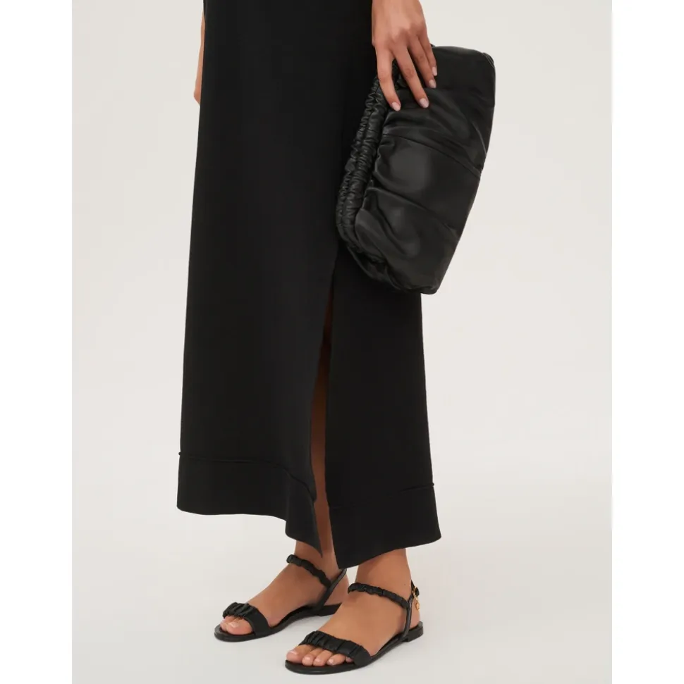 Zwarte Gerimpelde Band Sandalen