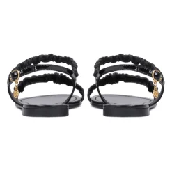 Zwarte Gerimpelde Band Sandalen