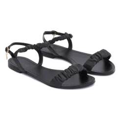 Zwarte Gerimpelde Band Sandalen