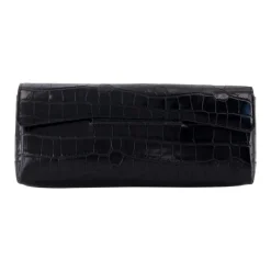 Zwarte leren clutch met afneembare band
