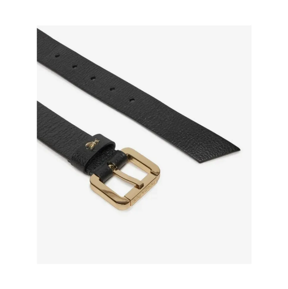 Zwarte leren riem met rolgesp