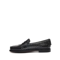 Zwarte leren studs loafers