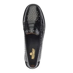 Zwarte leren studs loafers