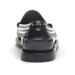 Zwarte leren studs loafers