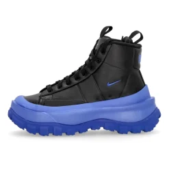 Zwarte Mid-Top Veterschoen met Blauwe Accents