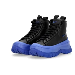Zwarte Mid-Top Veterschoen met Blauwe Accents