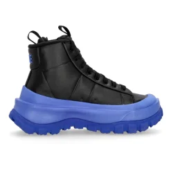 Zwarte Mid-Top Veterschoen met Blauwe Accents