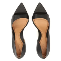 Zwarte peep toe pumps met puntige neus
