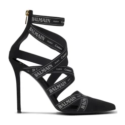 Zwarte Stiletto Hak Suède Afwerking