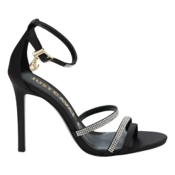 Zwarte Swarovski Sandalen met Gouden Logo