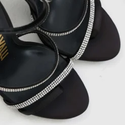 Zwarte Swarovski Sandalen met Gouden Logo