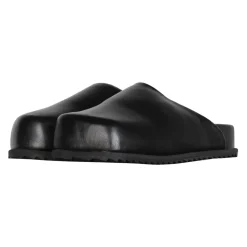 Zwarte veganistisch leren slippers