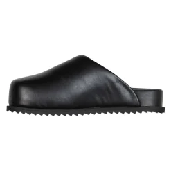 Zwarte veganistisch leren slippers