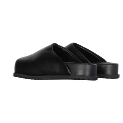 Zwarte veganistisch leren slippers